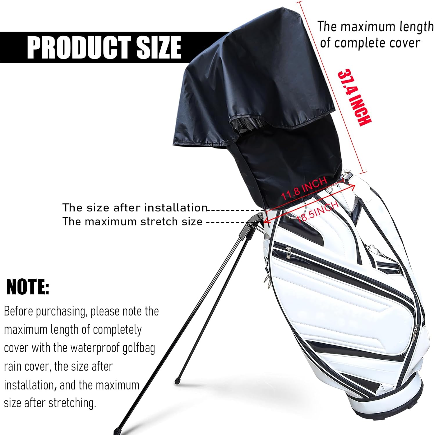 Drive-up Golf Bag Rain Hood Waterproof Golf Bag Rain Cover for Golf Club Bags Fit Almost All Golfbags or Carry Cart