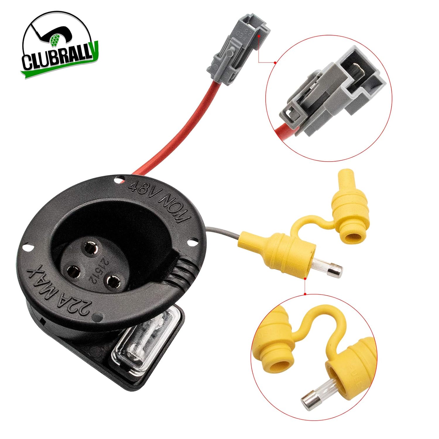 Drive-up Club Car Carryall Charger Receptacle and Fuse Assembly Kit 102848701/102848702