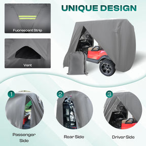 Universal Golf Cart Cover with Doors - Waterproof 420D/600D |Drive-up