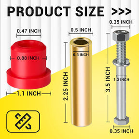 Golf Cart Red Polyurethane Bushings Sleeves and Screw Kit for Club Car DS 1992-UP Models, Front or Rear Leaf Spring Bushings Set OEM 1015583 1012303 8755