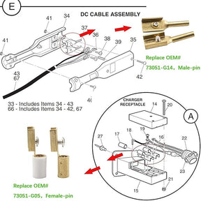 EZGO Golf Cart Charger Plug & Receptacle Pins - 4 Pack (36V) | Drive-up