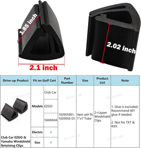 Drive-up Golf Cart Window Clips, Windshield Clips for Golf Cart Fits Club EZGO Yamaha Models Set Of 2