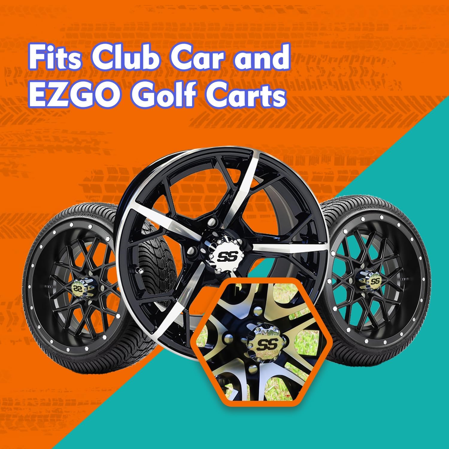 Golf Cart Wheel Lug Nut Kit for EZGO, Club Car, 1/2-20 Size 16 Packs Chrome/Silver