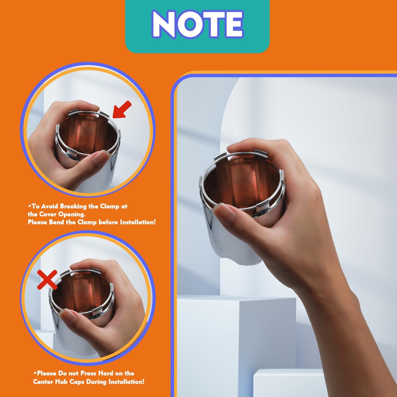 DRIVE-UP Universal Golf Cart ITP SS Wheel Center Cap Cover, 8,10,12 Inch Push in Style Chrome Center Hub Caps for Club Car EZGO Yamaha Golf Cart Wheel-Silver 4 Packs (Height 3.21" / Outer Diameter 2.75")