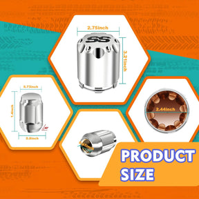 Chrome Golf Cart Center Caps & Wheel Lug Nuts Kit, 4 PCS ITP SS Wheel Hub Cap and 16 PCS Lug Nut for EZGO, Club Car¡­