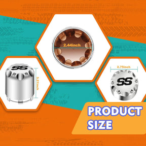 DRIVE-UP Universal Golf Cart ITP SS Wheel Center Cap Cover, 8,10,12 Inch Push in Style Chrome Center Hub Caps for Club Car EZGO Yamaha Golf Cart Wheel-Silver 4 Packs (Height 3.21" / Outer Diameter 2.75")