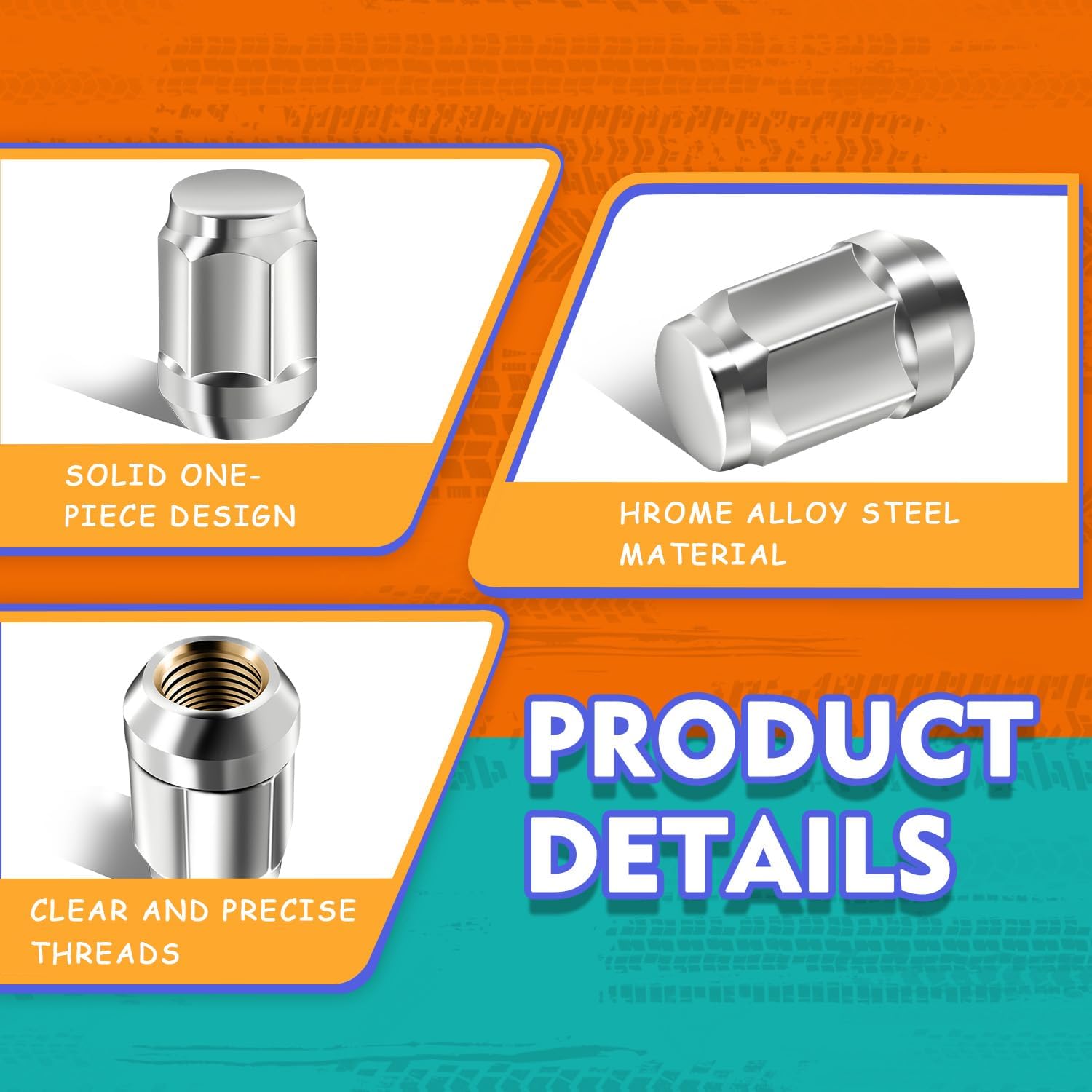 Golf Cart Wheel Lug Nut Kit for EZGO, Club Car, 1/2-20 Size 16 Packs Chrome/Silver