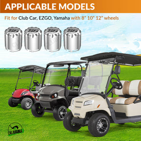 4-Pack Chrome Universal Golf Cart Wheel Hub Caps