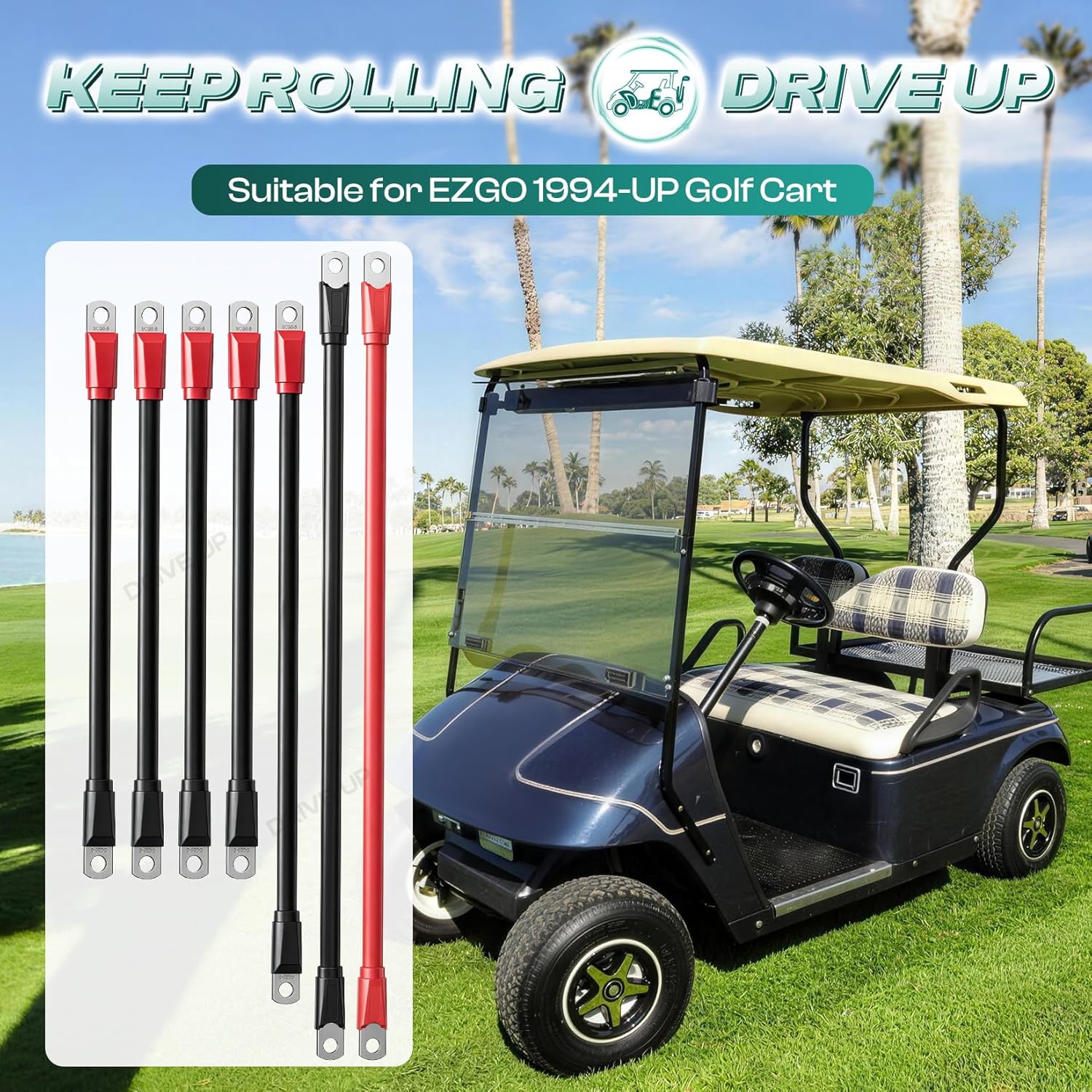 Golf Cart Battery Cables for EZGO TXT 1994-Up 36V 4 Gauge Wire Kit 7 PCS | DRIVE UP