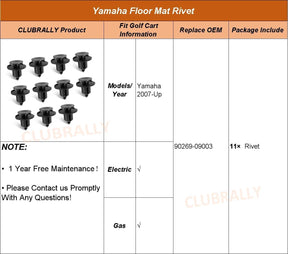Floor Mat Rivets for Yamaha