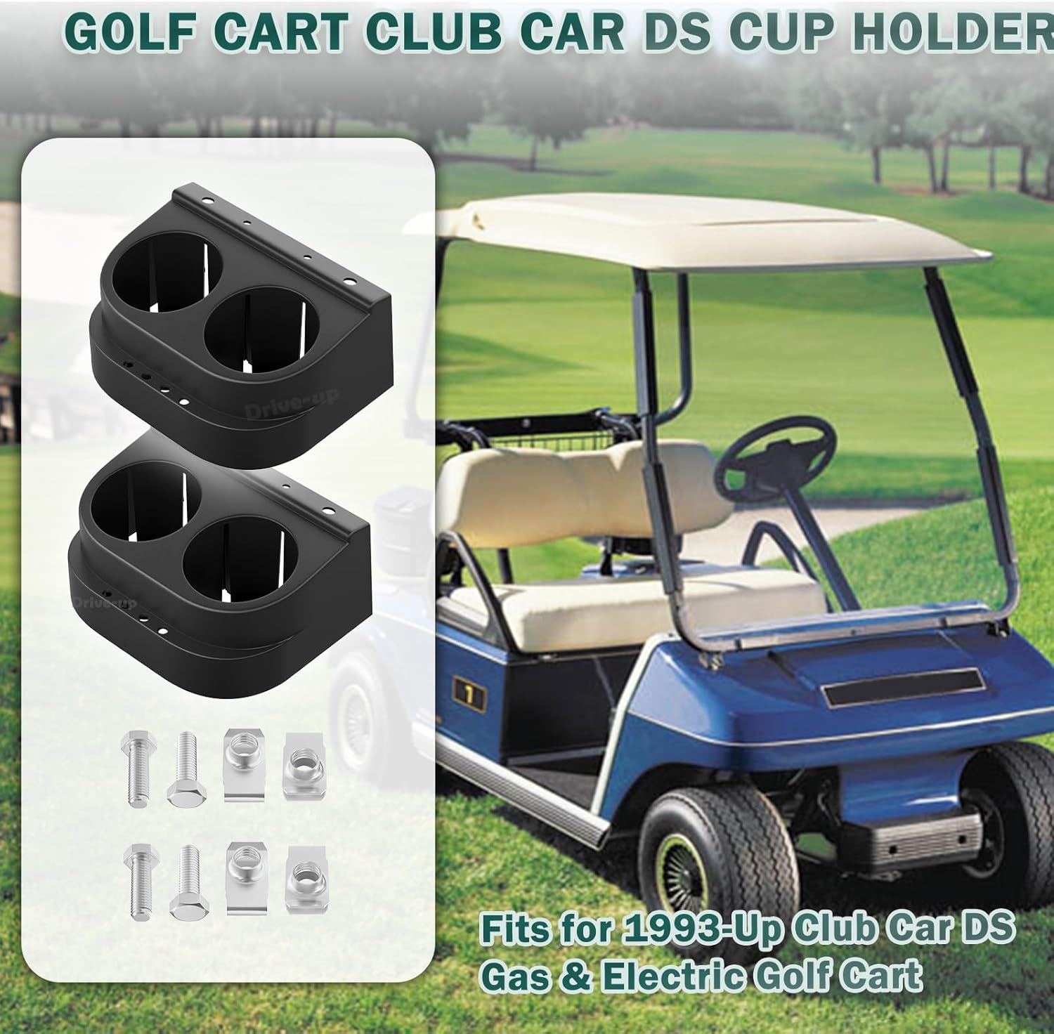 Dual Cup Holder Kit for Club Car DS Golf Carts