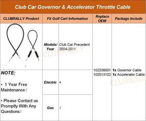 Precedent 2004-2011 Governor & Accelerator Throttle Cable for Club Car | DRIVE UP