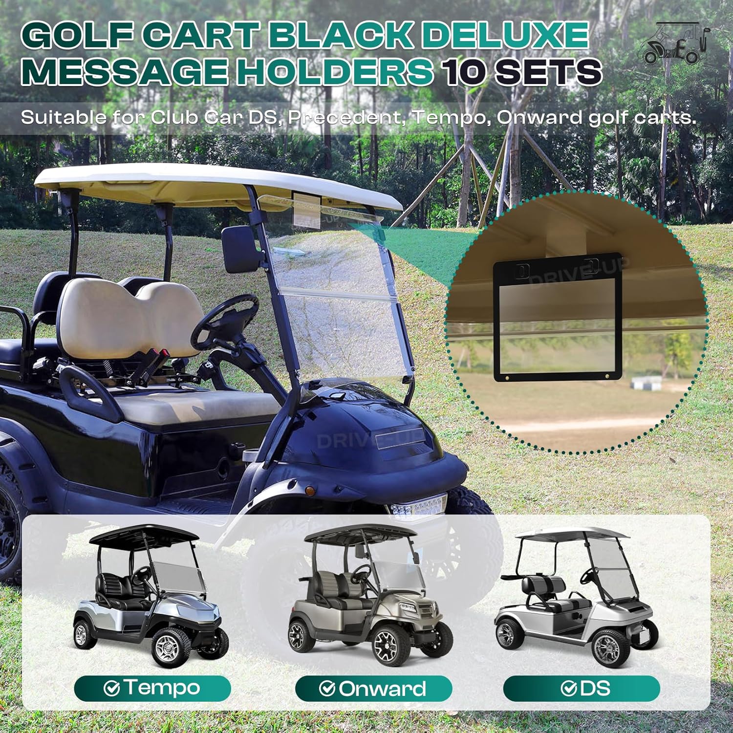 Message Card Holder for Club Car Golf Carts 10-Pack - Black | DRIVE UP