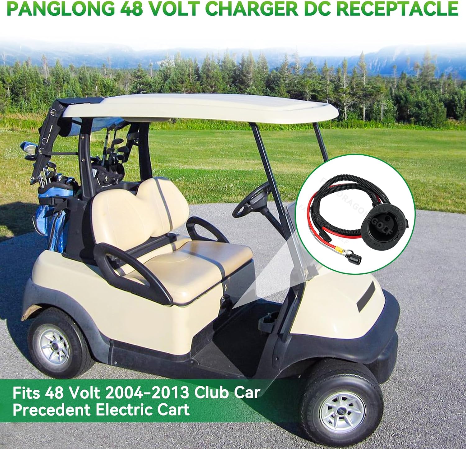48V Golf Cart Charger Receptacle with Socket Trim for Club Car Precedent 2004-2013