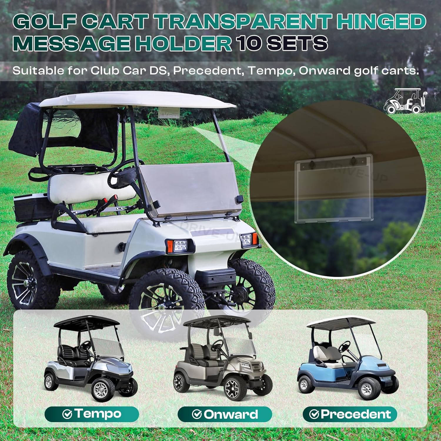 Transparent Hinged Message Holder for Club Car Golf Carts