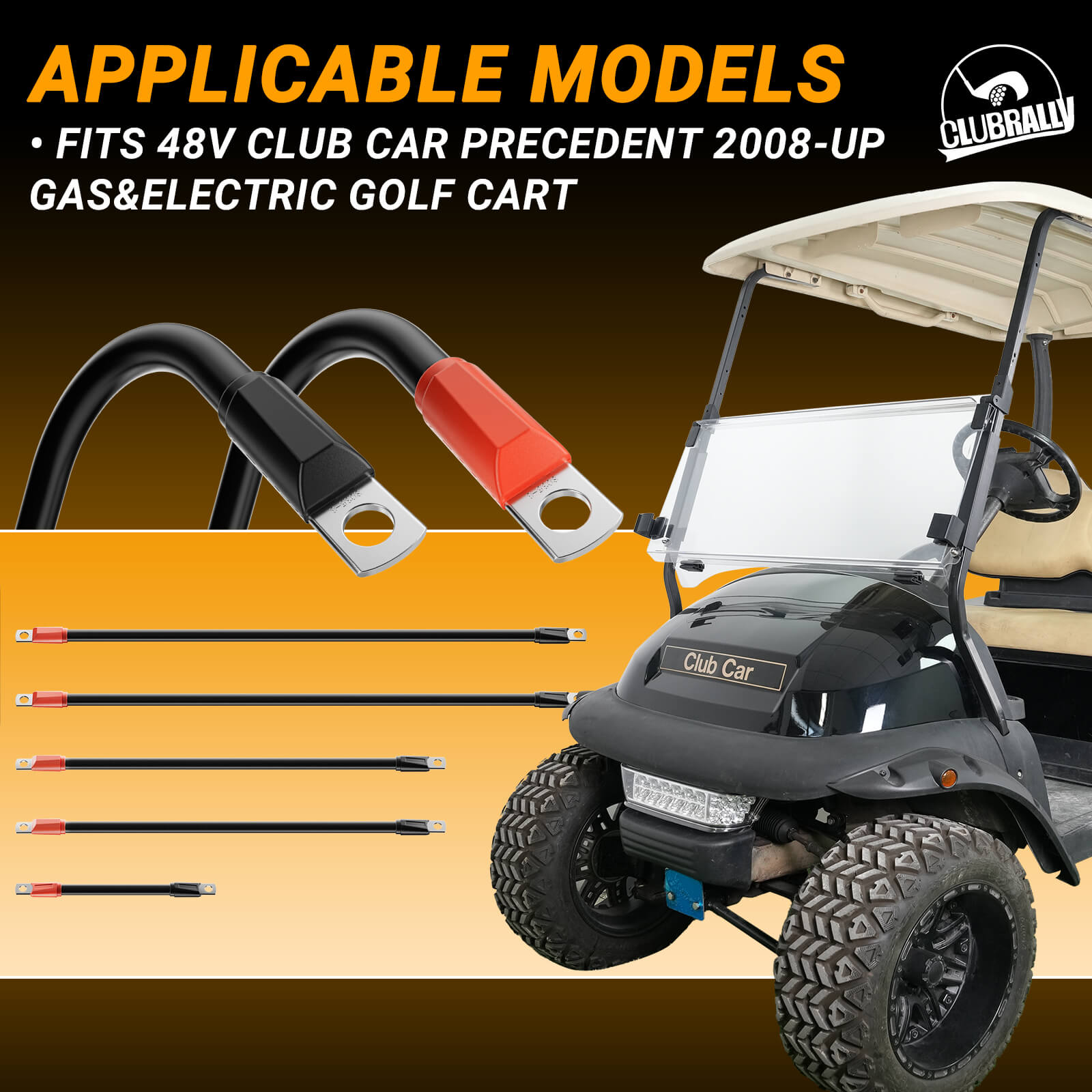 3 Gauge Golf Cart Battery Cables Set for Club Car Precedent 48 Volt