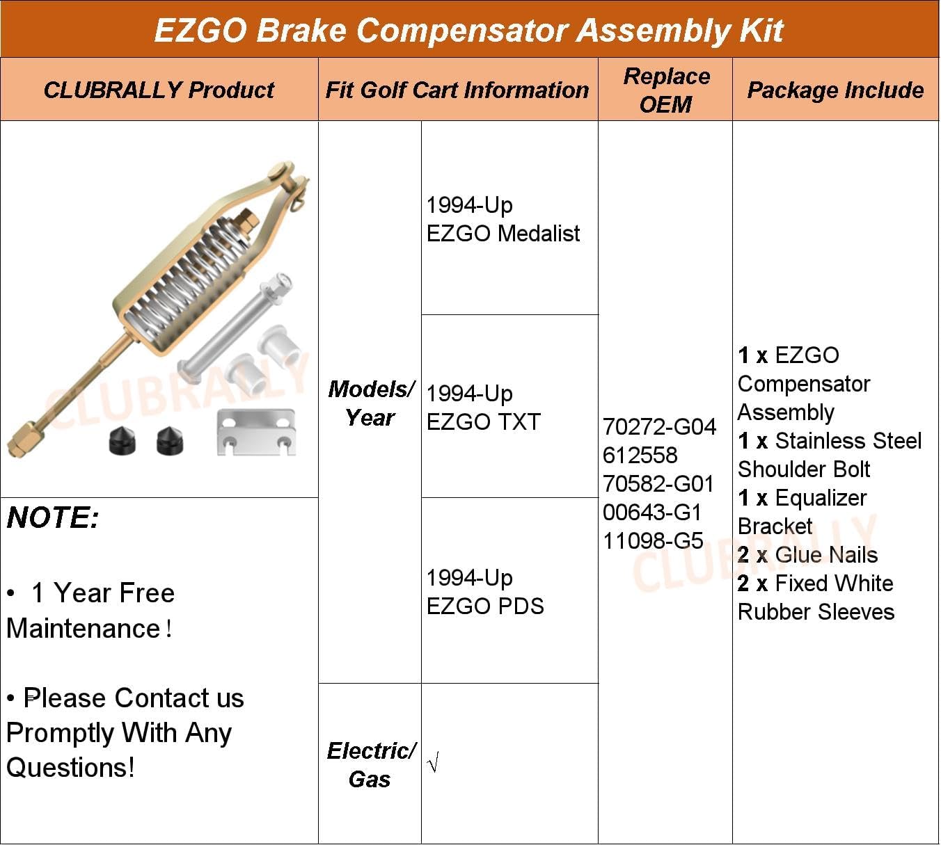 Golf Cart Brake Compensator Assembly Kit for EZGO TXT & Medalist 1994-Up | DRIVE UP