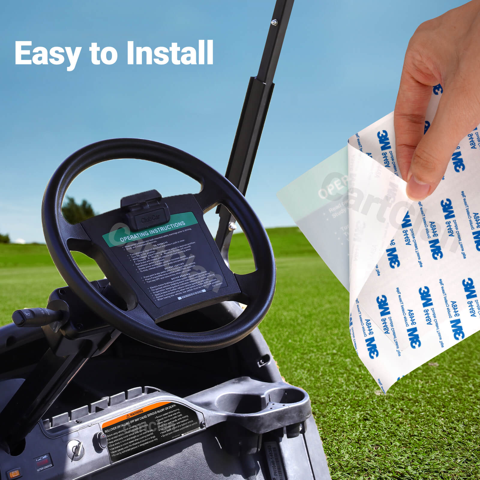 Golf Cart Steering Wheel Sticker/Dashboard Sticker Kit, for Club Car Precedent & DS Elec Models, OEM #102518001, 103783001, 102519301 |Drive-up