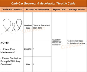 Precedent Governor & Accelerator Throttle Cable for Club Car 2004-2015 Golf Carts | DRIVE UP