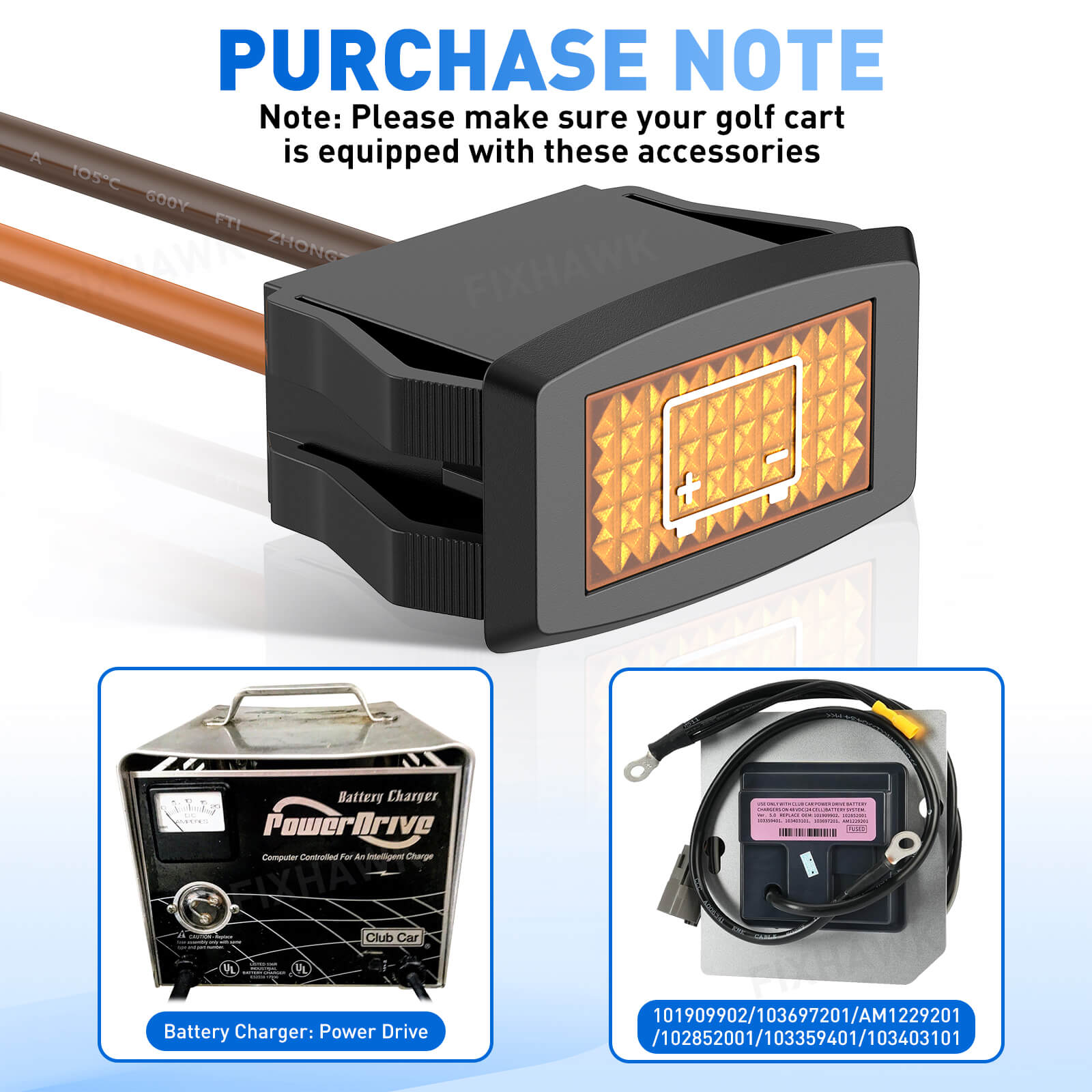 48 Volt Golf Cart Battery Light - Warning Light Replacement for Club Car Precedent | Drive - up - Drive - up