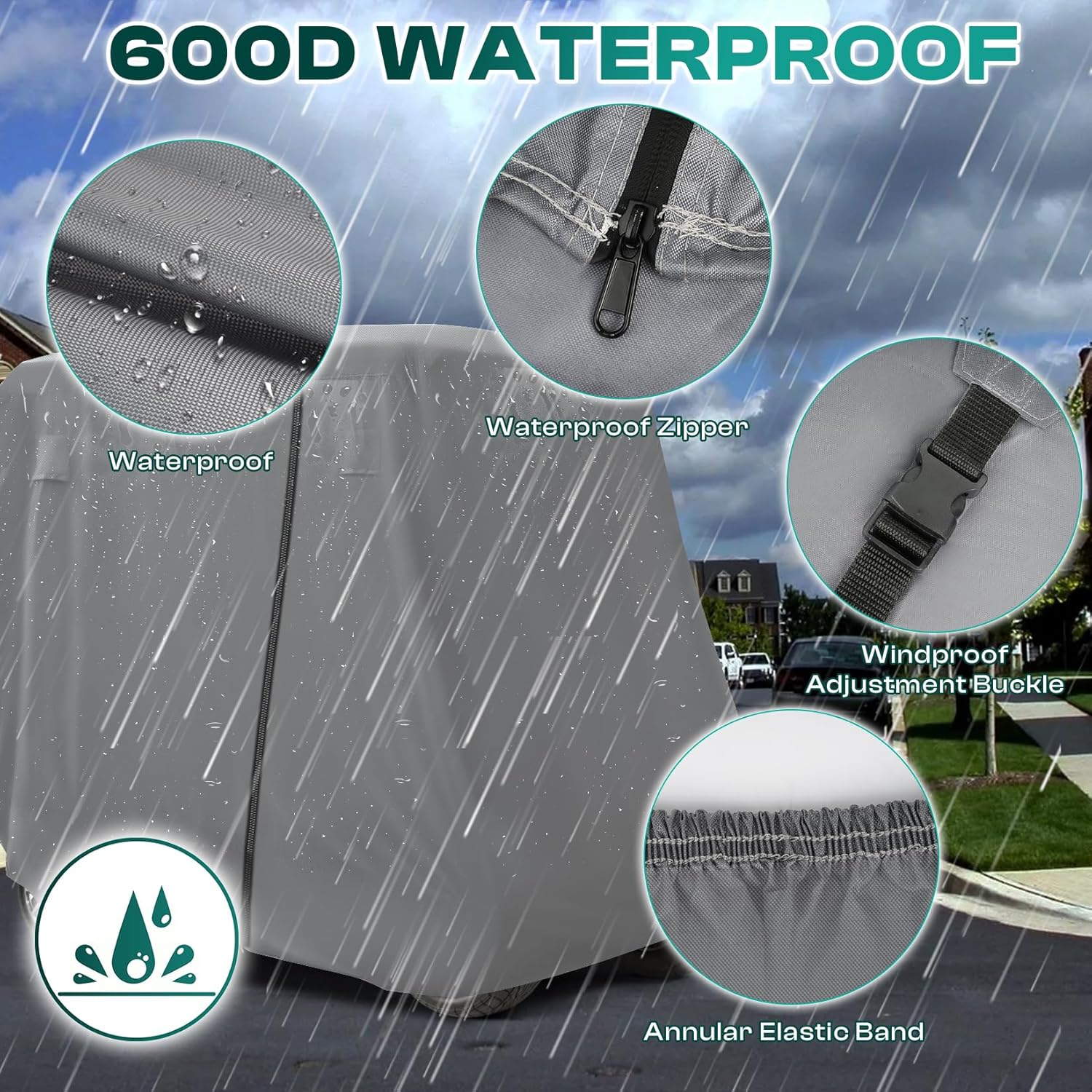 Universal Golf Cart Cover with Doors - Waterproof 420D/600D |Drive-up