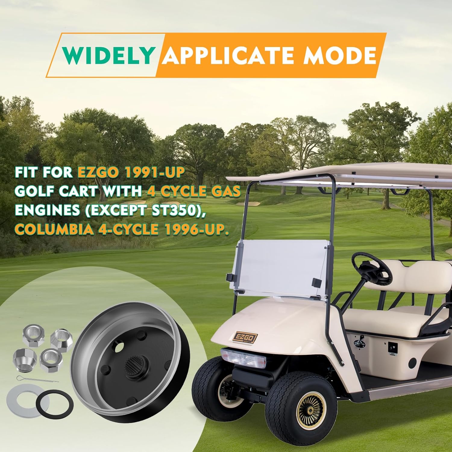 Golf Cart Brake Drum, EZGO Large Hole Fine SplinDrum Assembly for 1991-Up OEM #21807-G1 | Drive-up