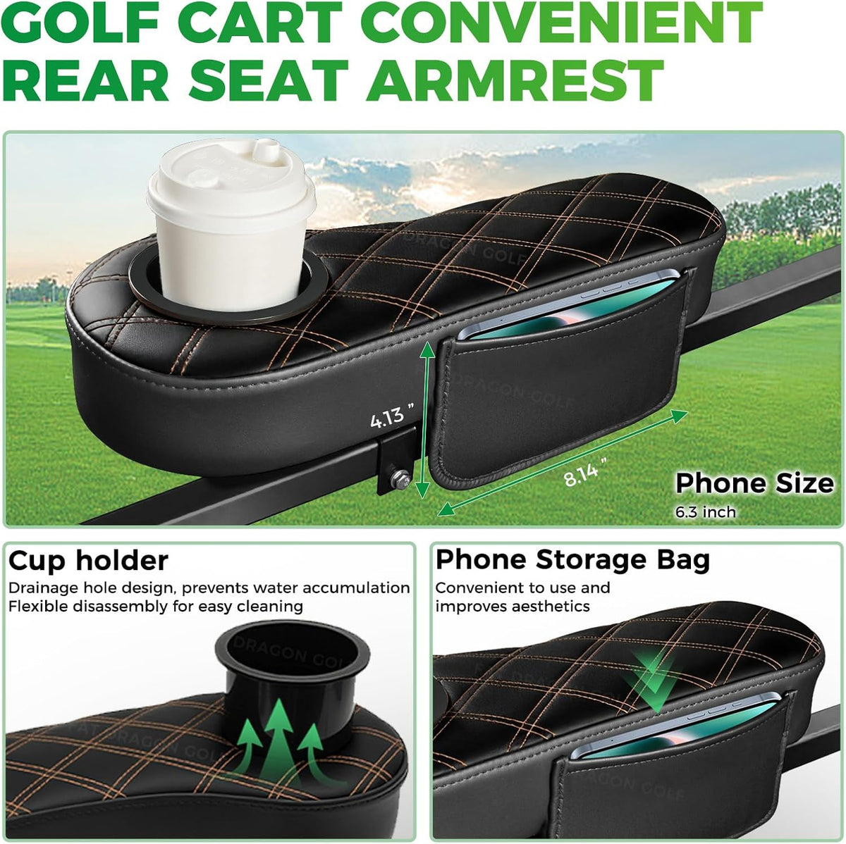 Golf Cart Armrests with Cup Holder