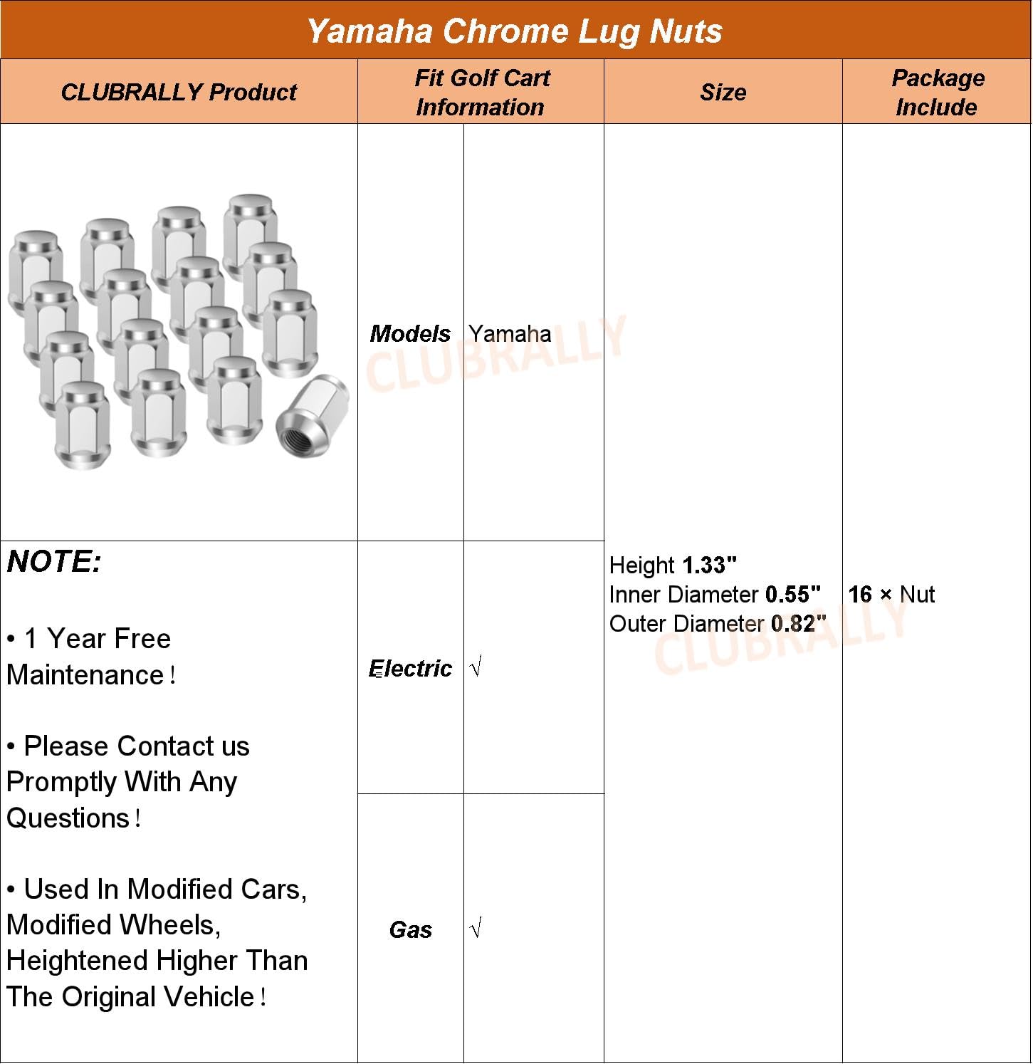 Golf Cart Chrome Lug Nuts
