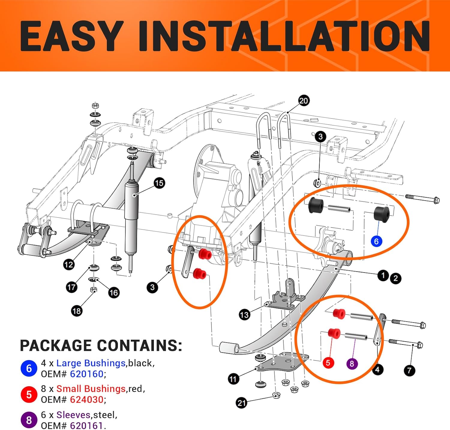 Golf Cart Rear Leaf Spring Sleeves Bushings