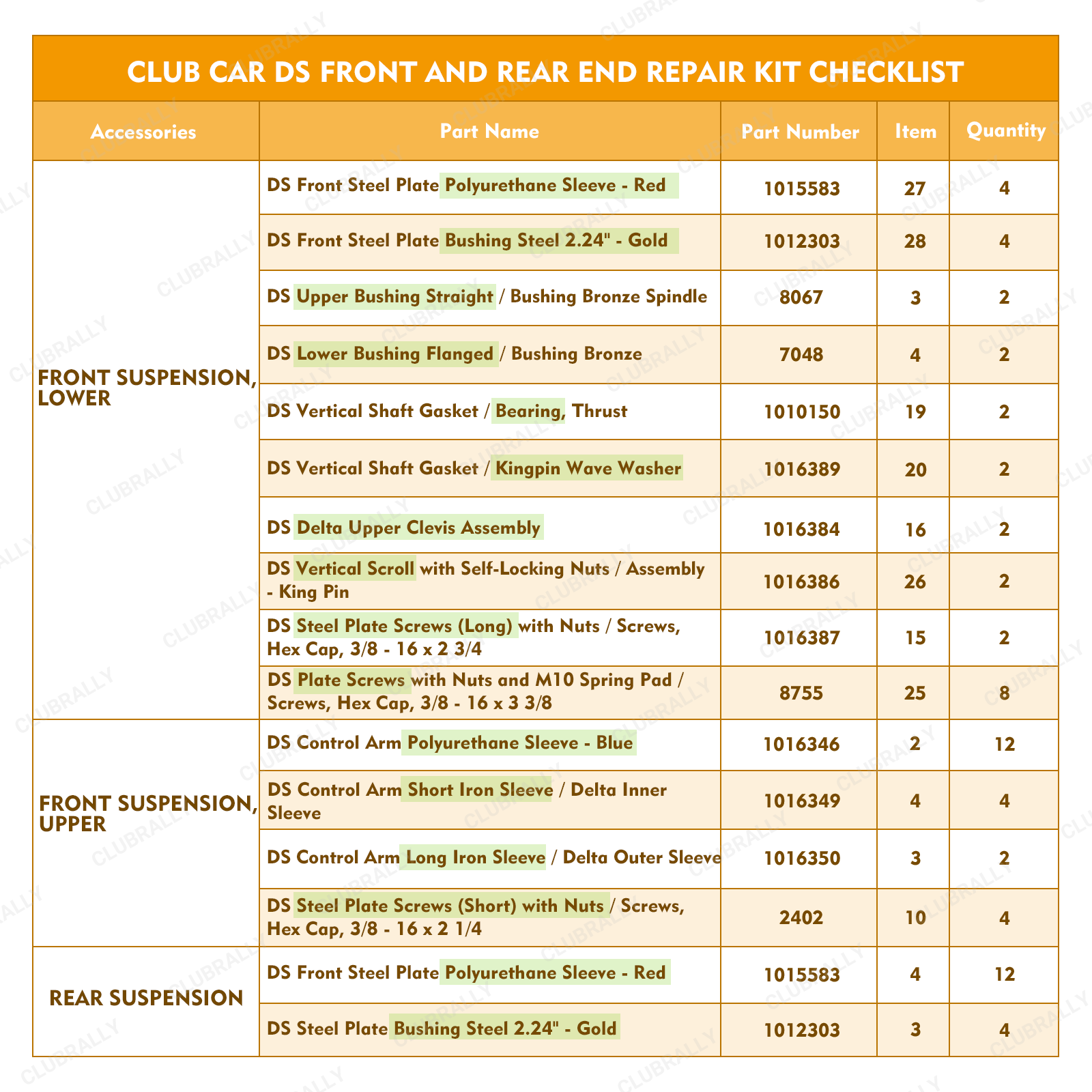 Club Car Deluxe Golf Cart Front and Rear End Repair Bushing Kit, Upgrade DS Front End Rebuild Kit for DS 1993-Up |Drive-up