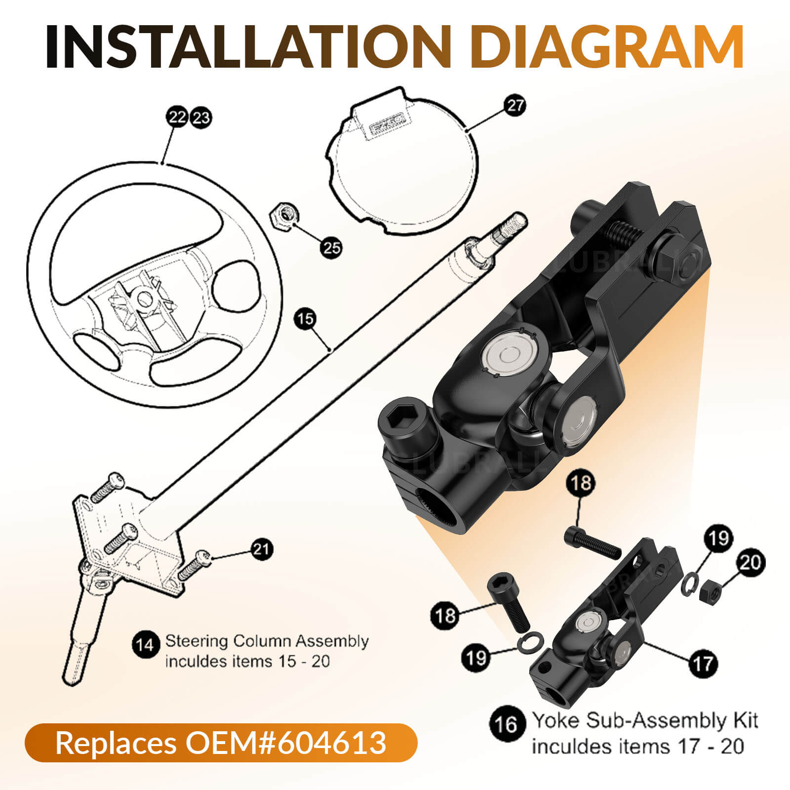 EZGO Golf Cart Steering Column Yoke for RXV Models | Drive-up