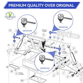 Golf Cart Ball Joint Kit-Club Car DS Tie Rod End Set of 3, Club Car DS Tie Rod End with Grease Fitting |Drive-up