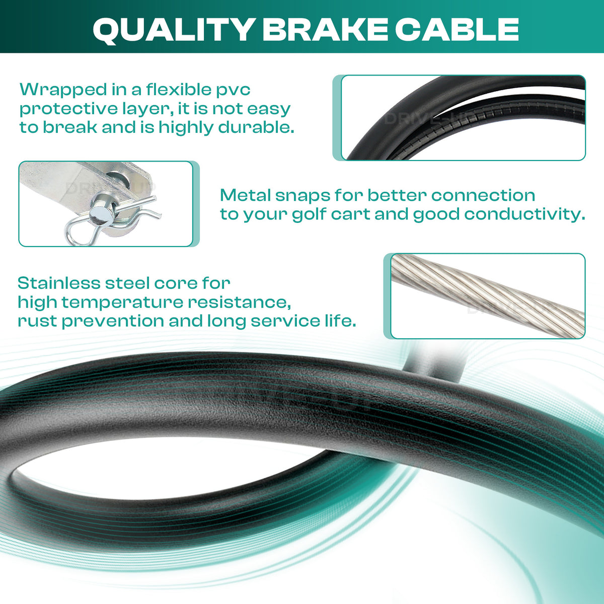 Club Car Precedent 2004+ Brake Cable Stainless Steel Core Driver and Passenger Side and 2018-up Tempo G and E(2PCS) |Drive-up