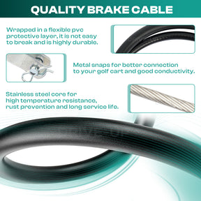 Club Car Precedent 2004+ Brake Cable Stainless Steel Core Driver and Passenger Side and 2018-up Tempo G and E(2PCS) |Drive-up