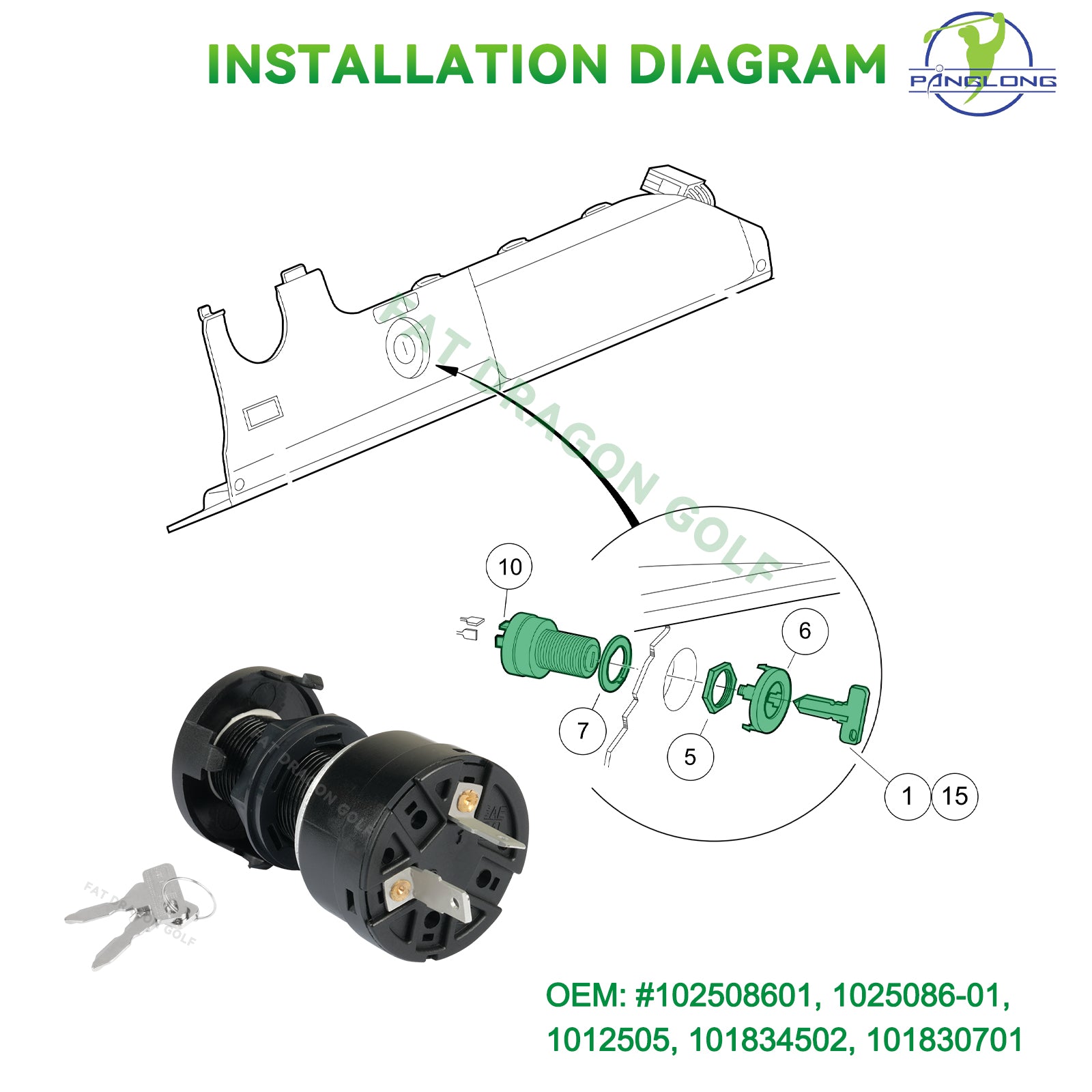 Golf Cart Ignition Switch for Club Car 2004+ Precedent & 2018+ Tempo Electric Models | Drive-up