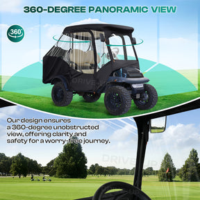 Club Car Precedent Enclosure Fits for 4 Passengers, 600D Golf Cart Driving Cover with Zippered Doors&4-Sided Clear Window |Drive-up
