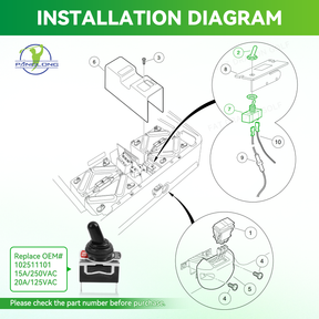 Club Car Electric Precedent Tow Run Switch for 2004-Newer Precedent Electric Models |Drive-up