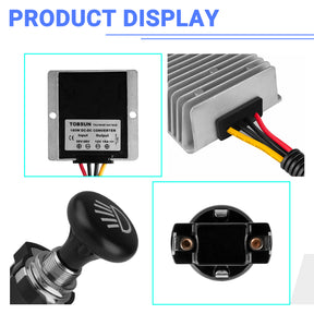 Drive-up Golf Cart Headlight DC Voltage Reducer 48V Step Down to 12V 15A Buck Converter, Voltage Regulator Kit for Club Car
