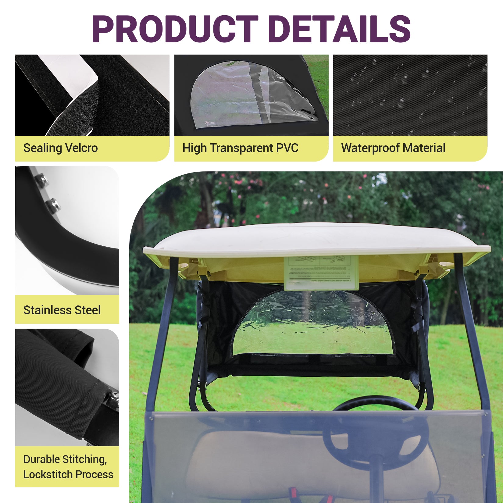 Golf Cart Universal Rear Golf Bag Rain Cover, Foldable Rain Cover | Drive-up