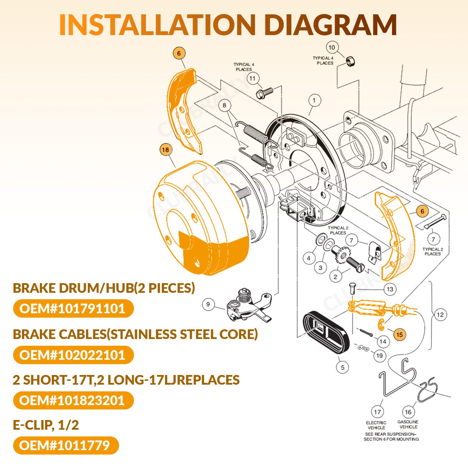 Deluxe Brake Golf Cart Maintenance Kit for Club Car DS 2000 up | Drive-up
