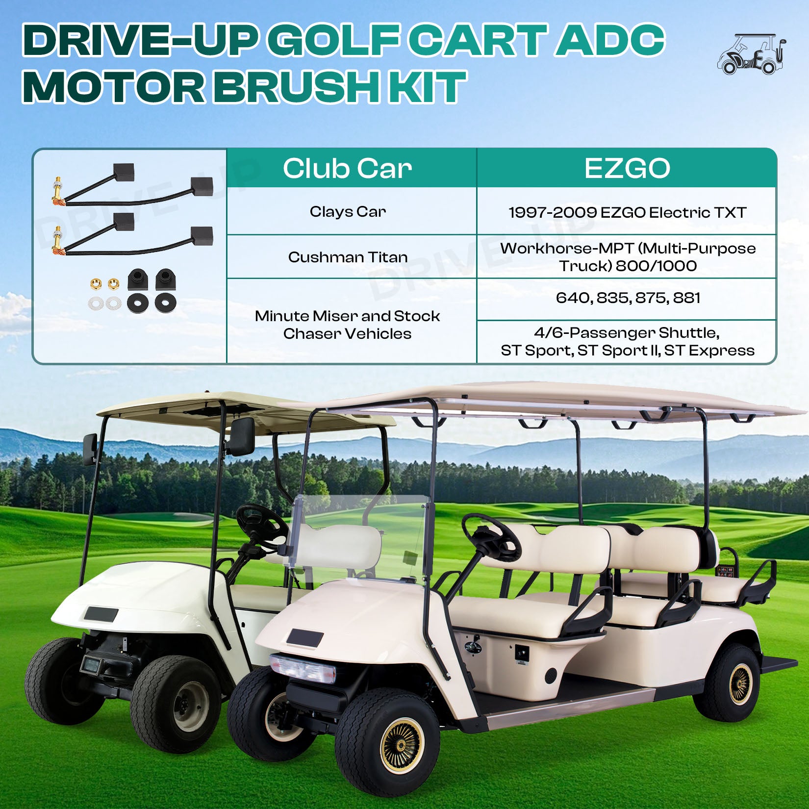 Golf Cart ADC Motor Brush Kit,Fits Club Car EZGO | Drive-up