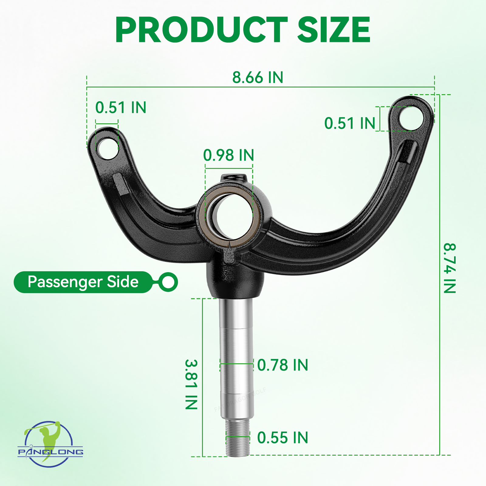 EZGO RXV Golf Cart Passenger Spindle Assembly-Front Spindle Right |Drive-up