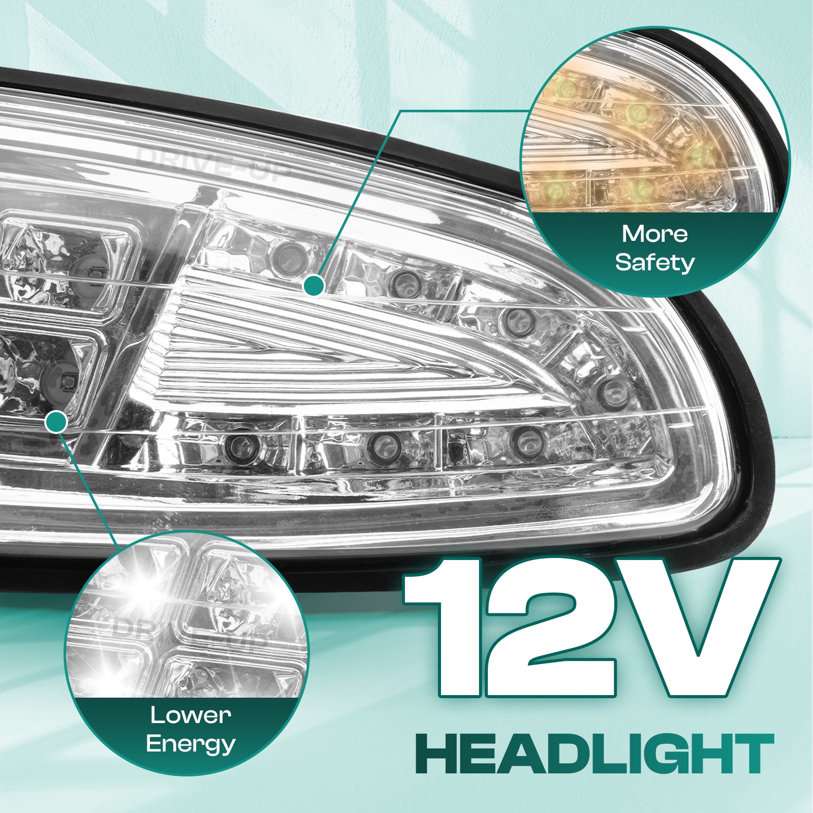 Golf Cart LED Headlights For EZGO RXV 2008-2015 G&E Models, OEM 607439-1, 607438-1 |Drive-up