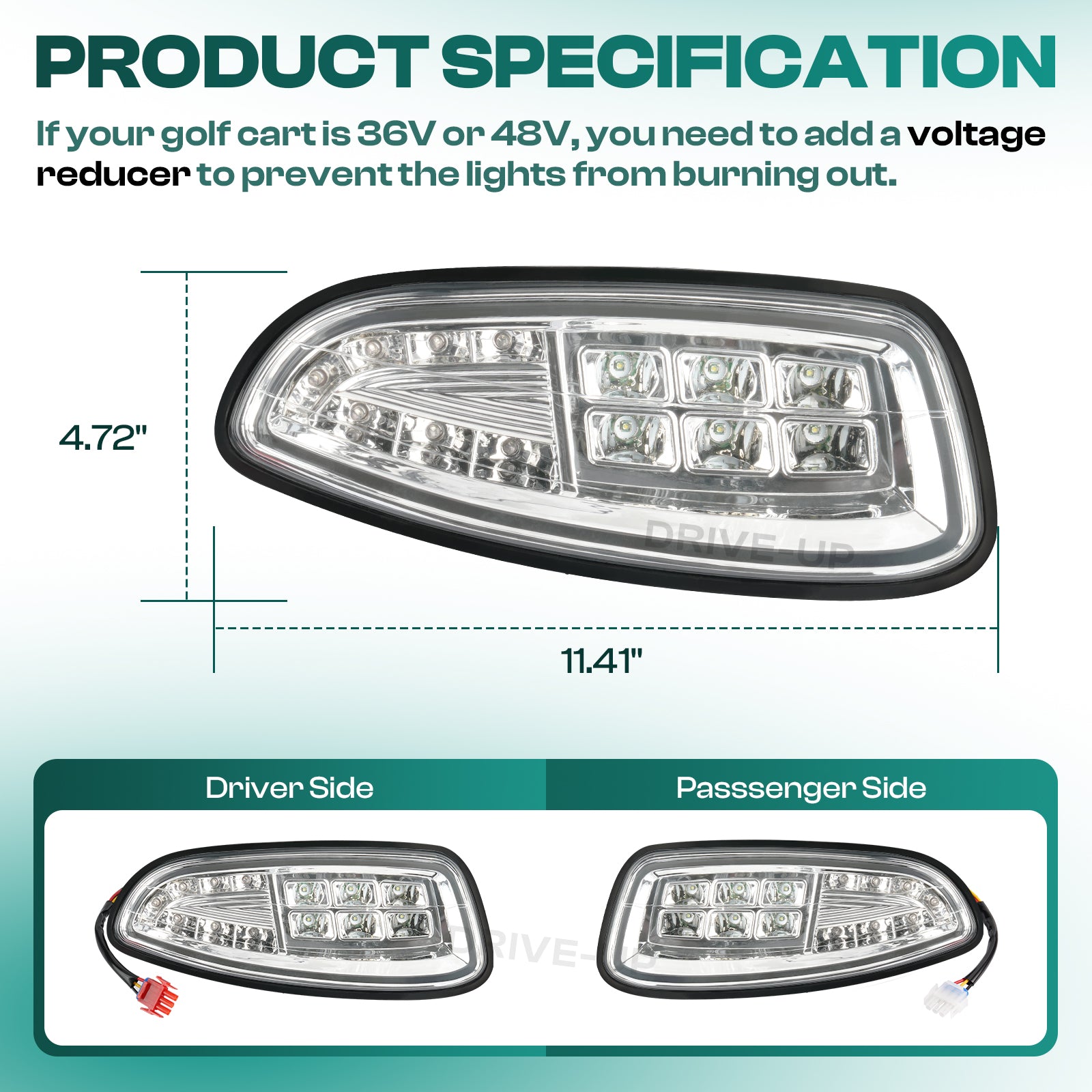Golf Cart LED Headlights For EZGO RXV 2008-2015 G&E Models, OEM 607439-1, 607438-1 |Drive-up