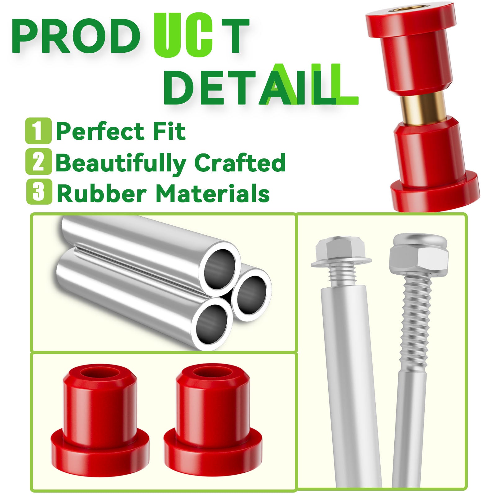 Leaf Spring Bushing Kit for EZGO TXT & PDS, Golf Cart Bushings Kit, OEM 70289G01, 1015583 |Drive-up