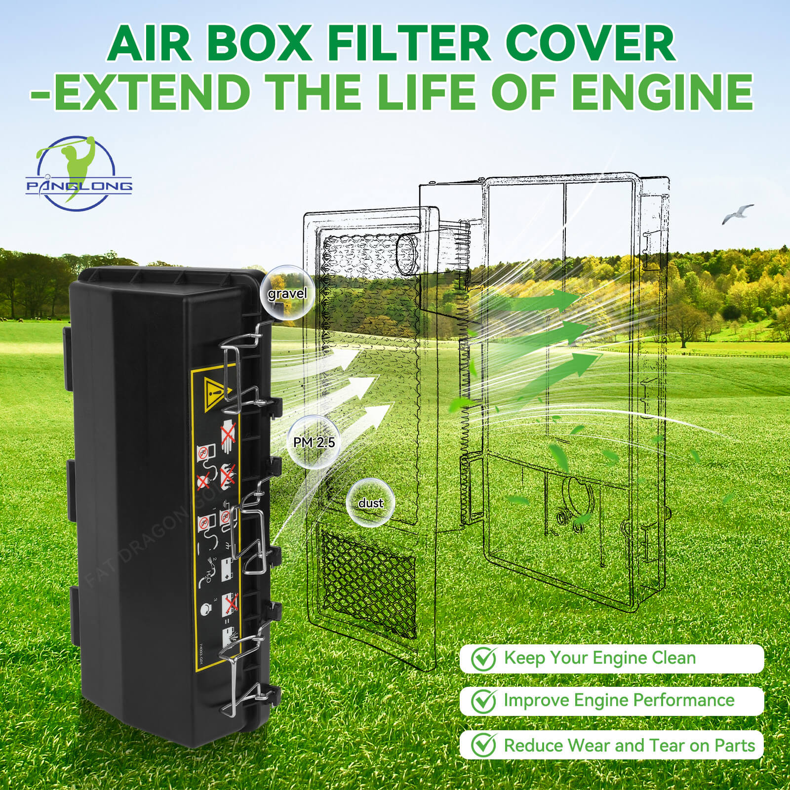 Golf Cart Air Box Filter Housing Cover 