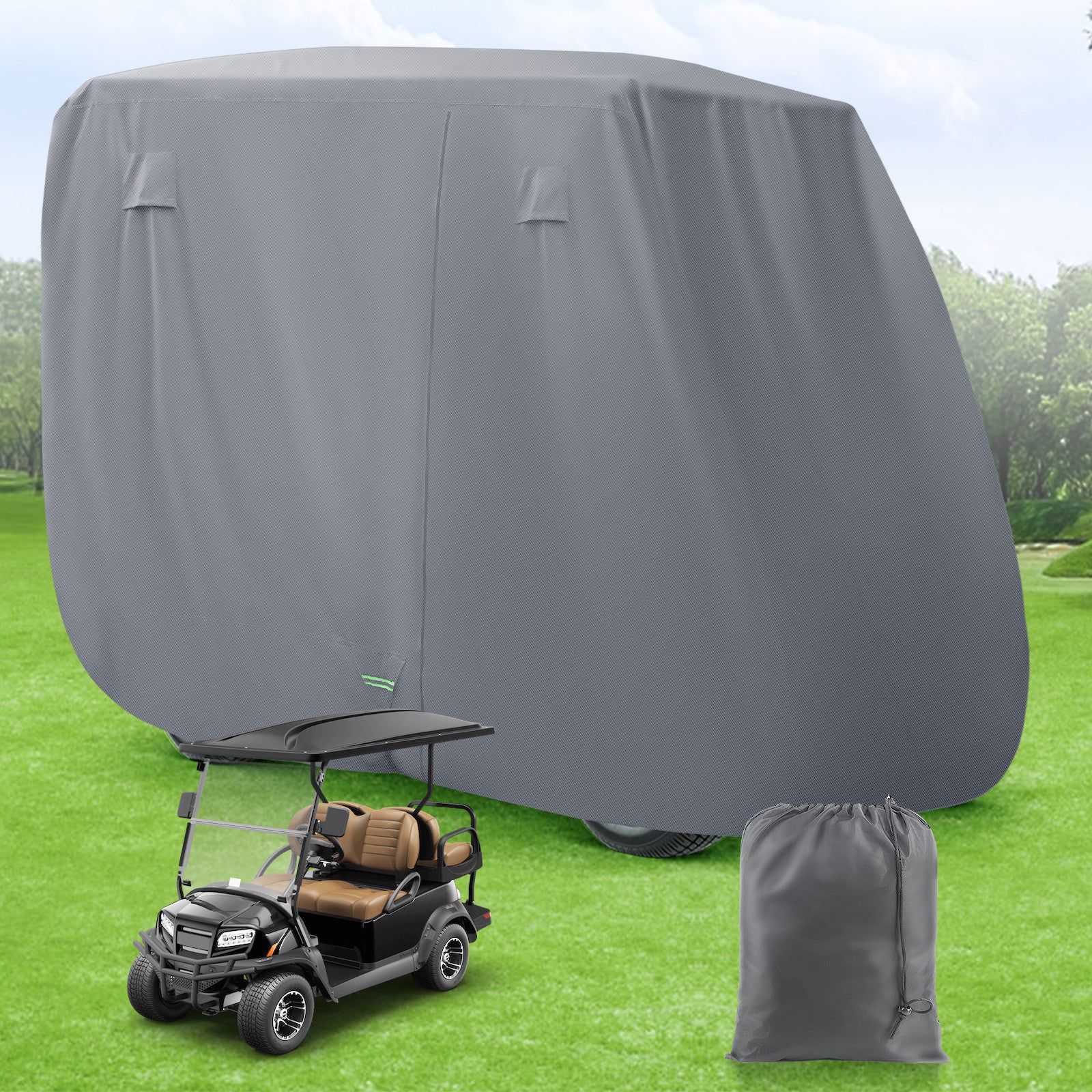 Universal Golf Cart Cover with Doors - Waterproof 420D/600D |Drive-up