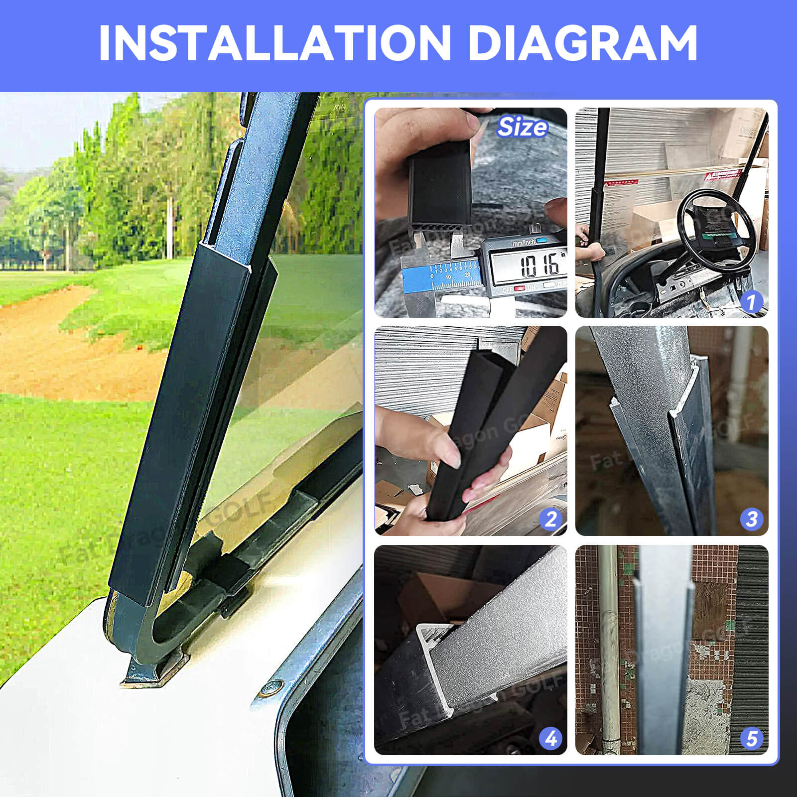 Club Car Windshield Clips Sash