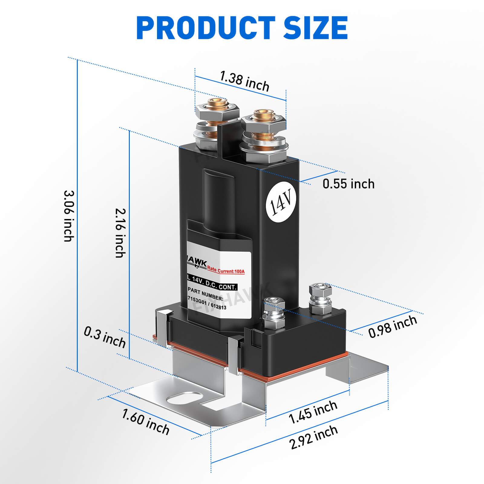 14V 4 Terminal Golf Cart Solenoid for EZGO