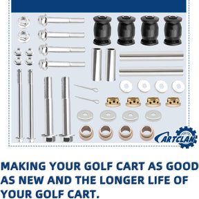 Drive-up Front Lower Arm King Pin & Spindle, Collar & Bushing Repair Kit with Bolt & Nut for Yamaha G&E G22 G29, OEM #91490-25020-00/ 91402-25020-00/ 2NL-23448-00-00/ 90387-12016-00/ 2NL-23517-00